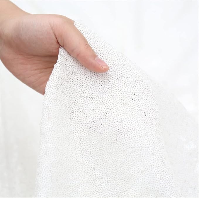 Poise3EHome White Sequin Backdrop, 8FT x 10FT Sequin Photography Backdrop Curtain for Party Decoration - Image 9