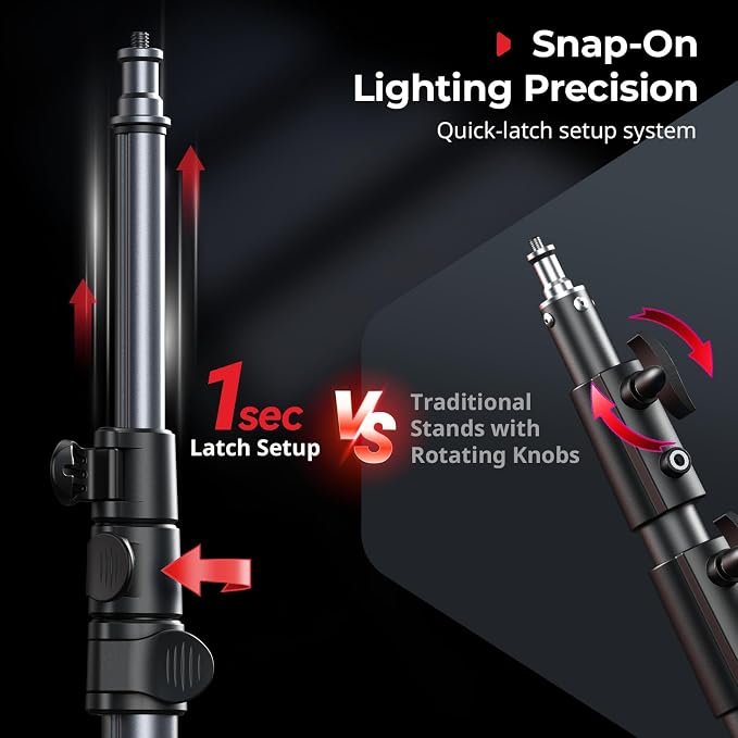SMALLRIG 74.8"/ 6.23 ft Light Stand Photography, Compact Lighting Tripod | Portable Stand for Softbox, Flash, Ring Light, LED Video Lights, COB Light, Max Load 8.8lbs - 5475 - Image 7