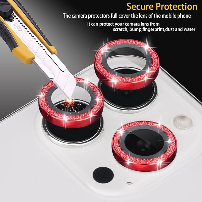 Camera Lens Protector for iPhone 16 Pro/16 Pro Max, Glitter Red | Tempered Glass, Auto-align Tray, Easy Installation, Case Friendly, Anti-Scratch, HD Clear, Ultra Slim - Image 2