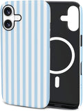 TPU Phone Case for iPhone 16, MagSafe Wireless Charging Compatible, Shockproof Slim Fit Protective Cover with Anti-Yellowing & Raised Camera Protection (Blue Stripe, iPhone 16) by Unknown