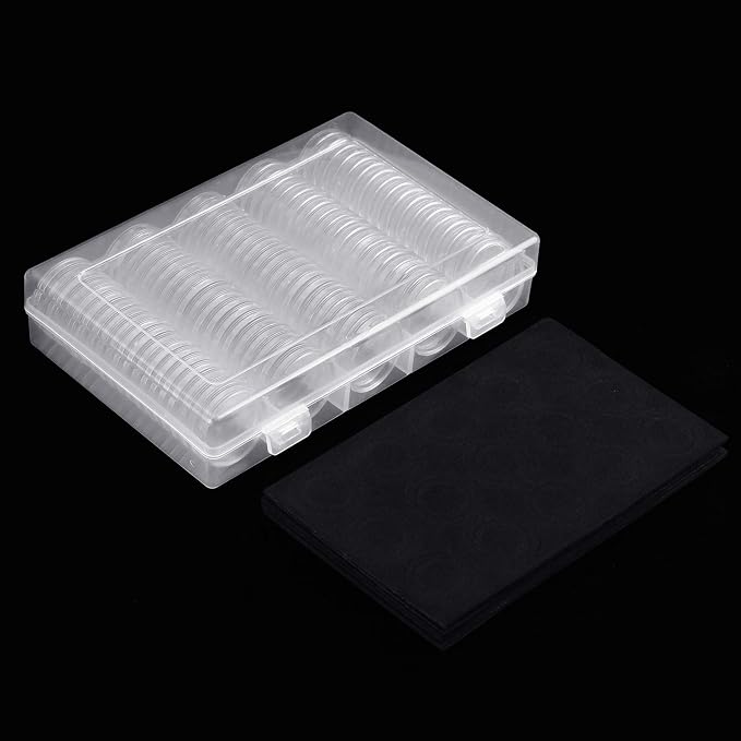 SPLF 100pcs Clear Plastic Coin Capsules, Coin Holder for Collector | Coin Collection Case with Gasket (20/25/30/35/40.6/46mm) for Silver Eagle Liberty Coin & JFK Half Dollar & Bitcoin More - Image 9
