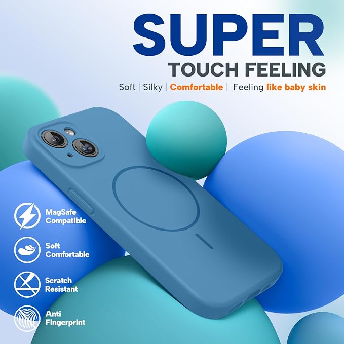 Miracase Silicone & Magnetic for iPhone 15 Plus Case, Capri Blue | Compatible with MagSafe, Soft Microfiber Lining, Liquid Silicone Case Shockproof Drop Protection Phone Case for 15 Plus - Image 6