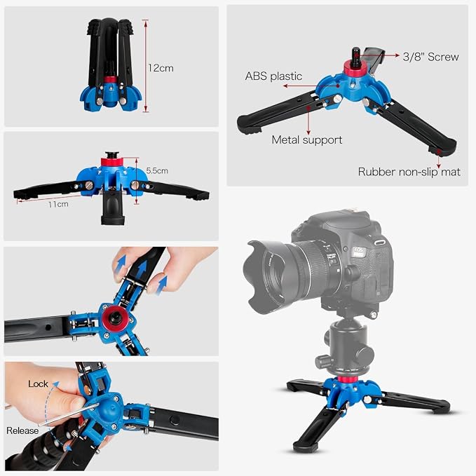 Koolehaoda Extendable Camera Monopod with Foldable Stand Base | 5-Section Height 66" Aluminium Photography Monopod for DSLR Canon Nikon Sony Video Camcorder, Maximum Load of 5 kg - Image 7