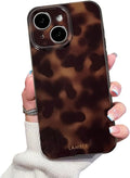 Cute Phone Case for iPhone 13 Case Cheetah Leopard Print | Amber Tortoiseshell Pattern,Full Camera Protective,Slim Shockproof TPU,Aesthetic Girly Glossy Cover for Women Men-Brown by XQAGU