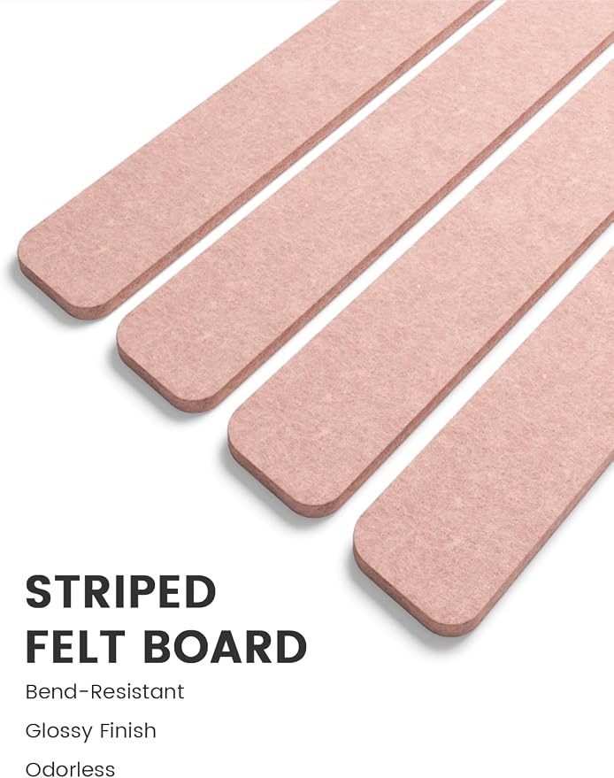 Fluxynara 13" x 2" Felt Wall Panels, Pink | 8-Pack Includes 50 Push Pins and Adhesive Tabs for Photos, Notes and Decor in Bedroom Doors, Home Office or Studios - Image 3