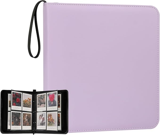 Large Polaroid Photo Album Binder, 240 Pockets. Lilac Purple | Fits Polaroid i-Type, 600, SX-70 and Instax Wide 3.5x4.25 films. Acid-free pages protect photos for long-term storage. by GoldbarleyDesign