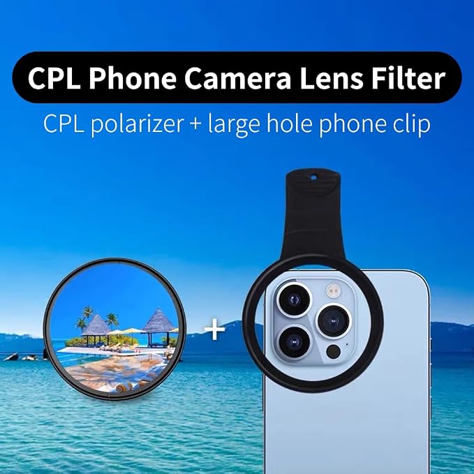 EMVANV 52mm Clip-on CPL Phone Camera Lens Filter, Phone Lens Filter Kit, Universal CPL Filter Compatible with iPhoneSamsung/Android Smartphones(Size:52mm) - Image 6
