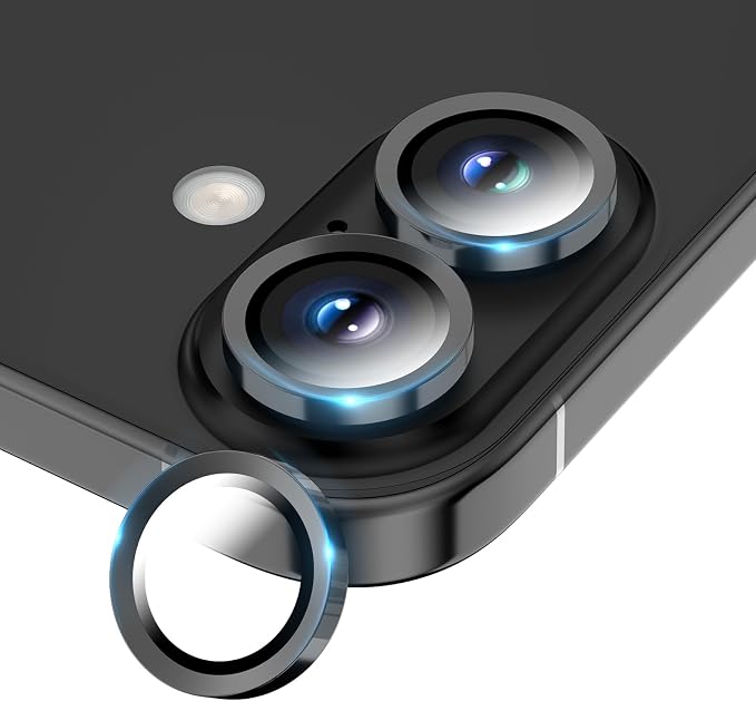 Camera Lens Protector for iPhone 17/16/16 Plus- Black | 9H Tempered Glass, Metal Individual Camera Cover, Accessories, Anti-drop, Case Friendly, HD Clear, Anti-Scratch by WumigooProducts