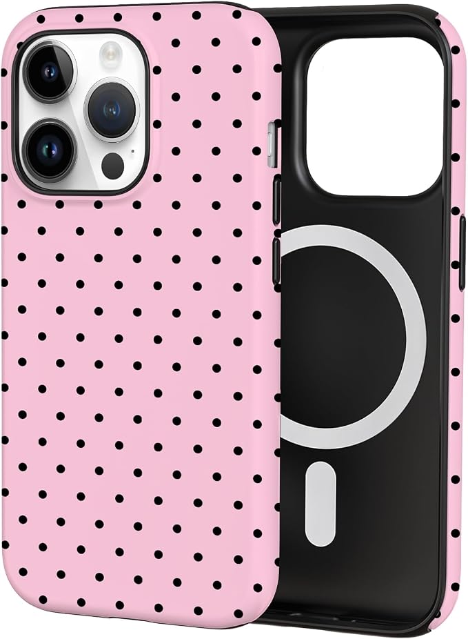 TPU Phone Case for iPhone 14 Pro, MagSafe Wireless Charging Compatible, Shockproof Slim Fit Protective Cover with Anti-Yellowing & Raised Camera Protection (Polka dot 4, iPhone 14 Pro) by Unknown