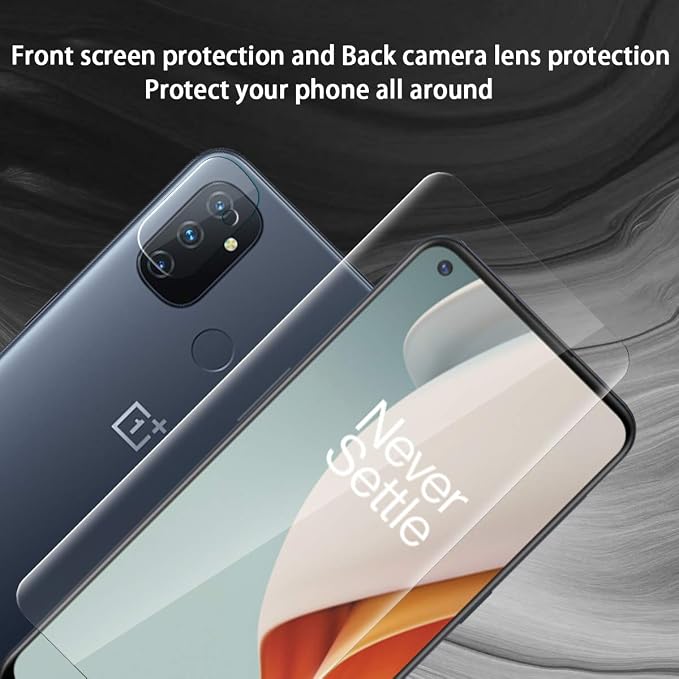 Orzero (3+2) Compatible for OnePlus Nord N100 Phone, 3 Pack Tempered Glass Screen Protector + 2 Pack Flexible Glass Camera Lens Protector, HD Bubble-Free - Image 3