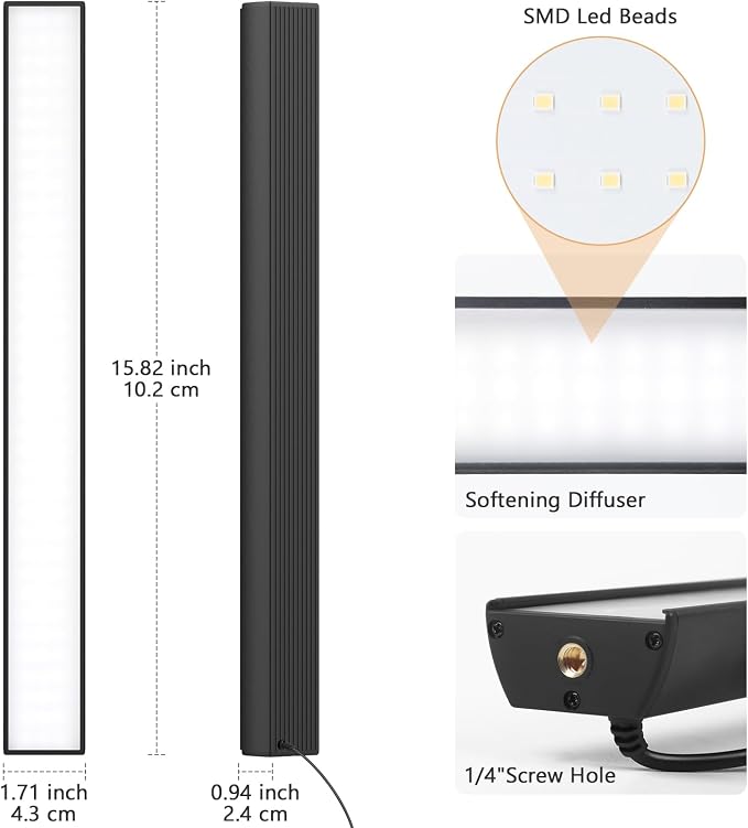 2 Pack Led Video Light Wand Stick, Obeamiu 5600K Led Photography Lighting Wand Kit with 63'' Tripod Stand/Color Filters, Studio Photo Lights for Video Recording/Streaming/Portrait/Vlog/Makeup/Podcast - Image 5