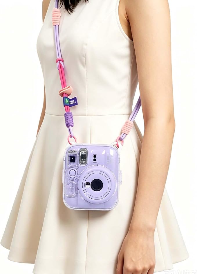 Clear Camera Case for Fujifilm Instax Mini 13, Purple Camera Strap | Protective Cover with Anti-Accidental Shutter, 4 Composition Cards, Photo Storage Holds 10 Films,Clear Hard Shell, No Camera - Image 9