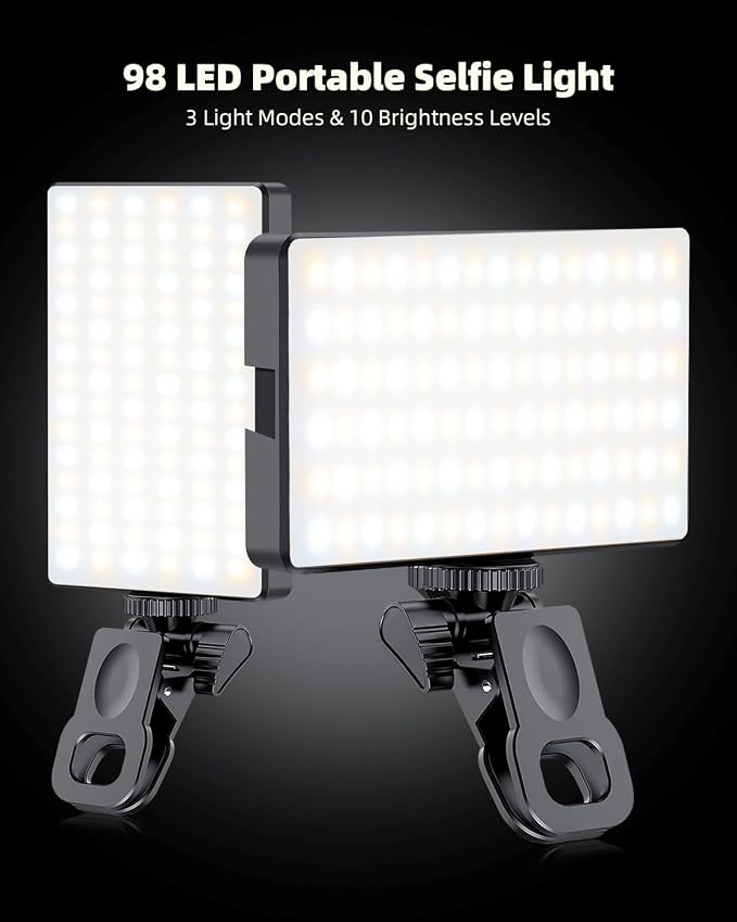 91 LED Portable Charger Selfie Light Video Conference Lighting | Clip & Camera Tripod Adapter, Rechargeable 2000mAh, CRI 96+, 4 Light Modes, For Phone iPhone Webcam Laptop Makeup - Image 7