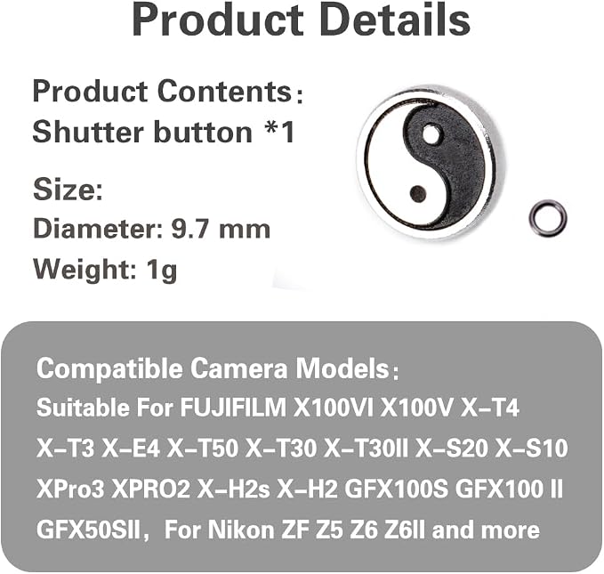 Camera Soft Release Button, Shutter Button for Fujifilm X-T5 X-T4 X-T3 X-T30 X-T30 II X-T20 X-PRO3 X100VI X100V X-E4 X-E3 for Nikon zf (Eight Diagrams Button) - Image 9