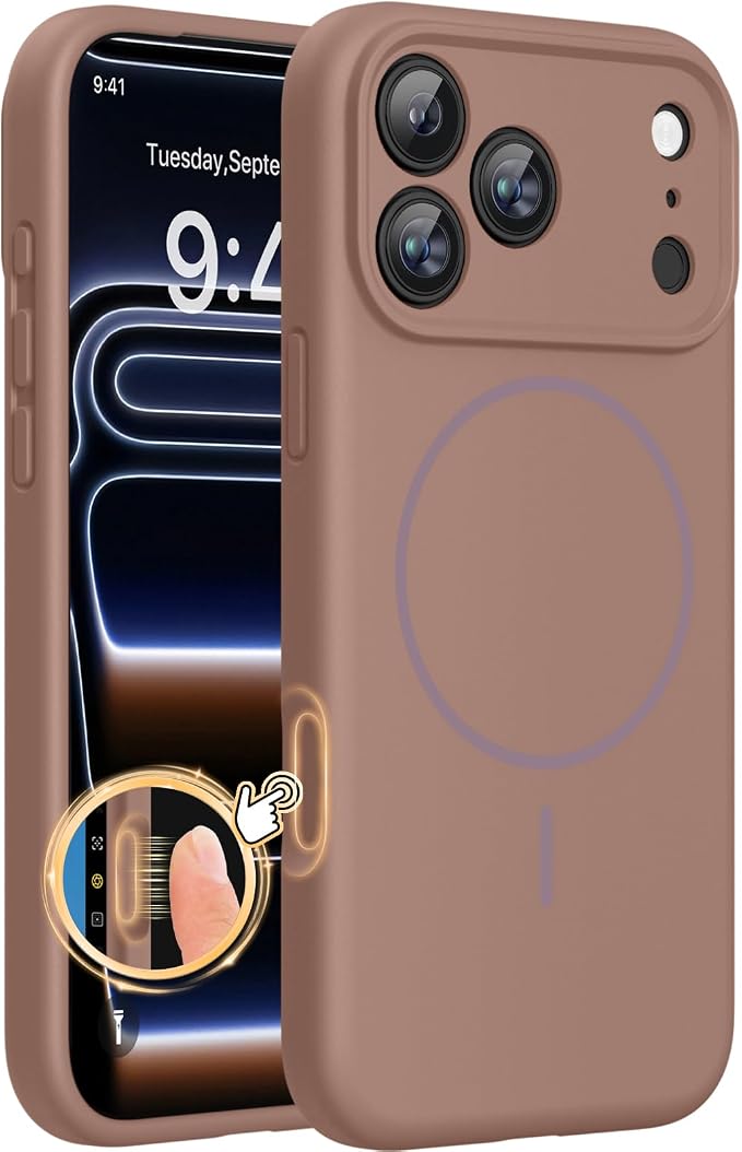 Miracase Silicone & Magnetic for iPhone 17 Pro Max Case, Chocolate | Compatible with MagSafe, Camera Control Cover, Premium Silicone Cover Shockproof Drop Protection Phone Case for 17 Pro Max by Miracase