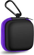 1 Pack Square Earbud Case Storage Bag with Carabiner, Purple | Portable EVA Carrying Case, For Wired/Wireless Headphones, SD Card Storage, Camera Chip by MOLOVACase