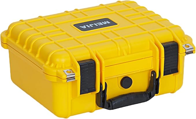 MEIJIA All Weather IP67 Waterproof Hard Camera Case,Hard Protective Case,Hard Case with Customizable Foam,Fit Use of Drones,Camera,Equipments,Pistols(Yellow,13.35 x11.63x5.98inches) by MEIJIA