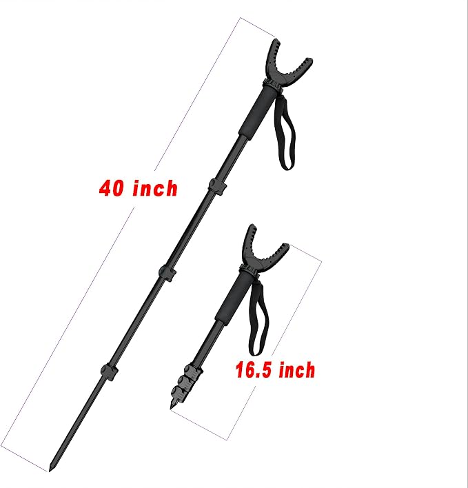 AUSCAMOTEK Aluminum Monopod for Hunting and Photography - Lightweight Collapsible 17-40 Inches Shooting Stick with 360° Swivel Yoke for Rifle Crossbow and Camera Support - Image 3