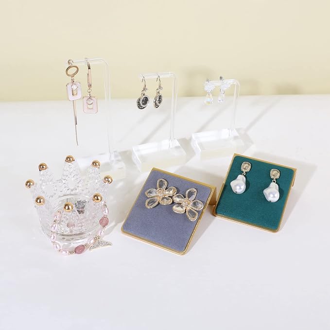 Velvet earrings holder for girls, Grey earring organizer board, Gold earring stand display for selling【Grey】 - Image 7