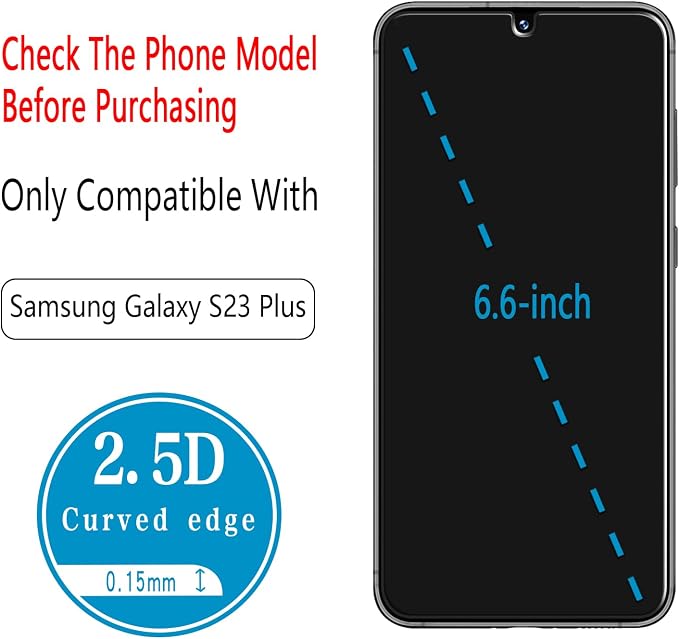 2+2 Pack Screen Protector for Samsung Galaxy S23 Plus | 9H Tempered Glass, with Camera Lens Protector, Fingerprint ID Compatible, Anti Scratch, Bubble Free - Image 3