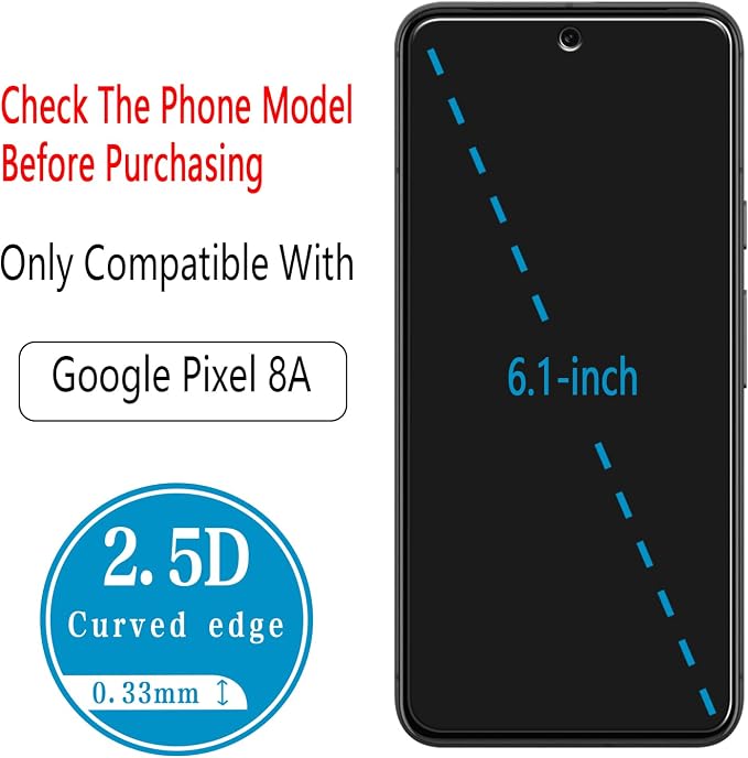 2+2 Pack Screen Protector for Google Pixel 8a Tempered Glass | with Camera Lens Protector, Anti Scratch, Bubble Free - Image 3
