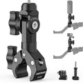 NEEWER Motorcycle Bike Handlebar Clamp Action Camera Mount, CA161 | Heavy Duty Clip Holder, 1/4" Screw, 3 Prong Adapter, Compatible with Insta 360 X5 X4 Hero 13 12, POV Video Recording, CA161 by Neewer