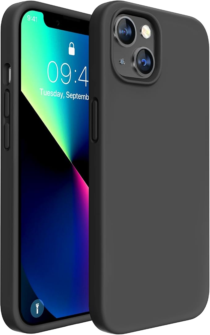 Miracase Silicone for iPhone 13 Case, Black | Soft Anti-Scratch Microfiber Lining, Premium Silicone Cover Shockproof Drop Protection Phone Case for 13 by Miracase