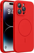 Miracase Silicone & Magnetic for iPhone 14 Pro Case, Red | Compatible with MagSafe, Soft Microfiber Lining, Premium Silicone Cover Shockproof Drop Protection Phone Case for 14 Pro by Miracase