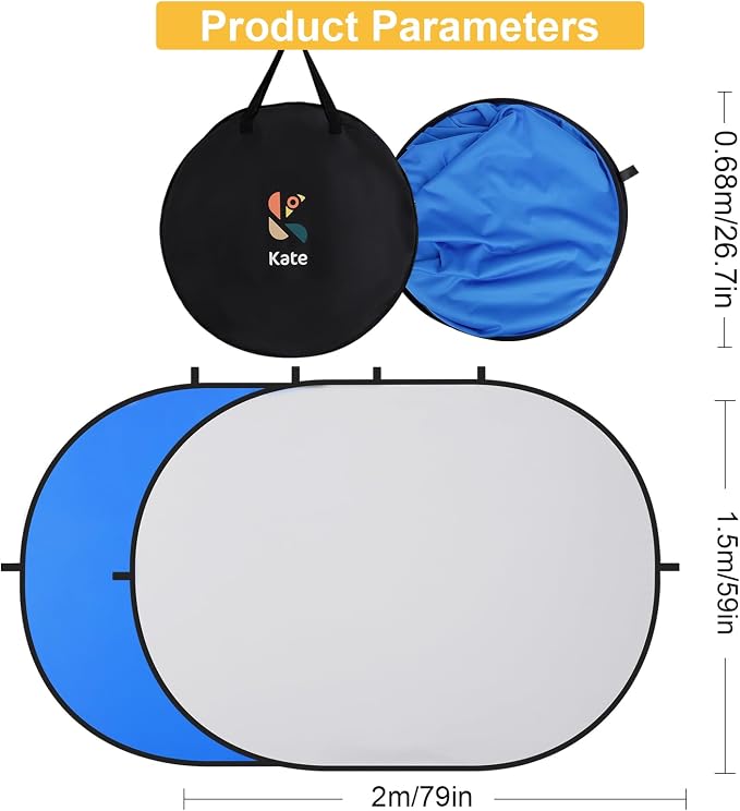 Kate Collapsible Pop-Up Blue Gray Backdrop for Self-Tape Auditions 581 | Collapsible Backdrop 5'x6.5'Blue Gray Portable Photography Background for Self-Tape Auditions, Professional Headshots - Image 3