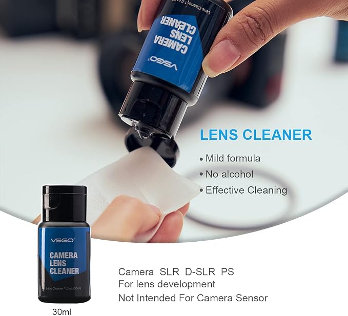 VSGO Optical Camera Lens Cleaning Kit Travel Edition | Lens Pen, Air Blower, Lens Cleaner, Screen Cleaning Cloth and Wet Wipes & Microfiber Cleaning Cloth Included, DKL-15D - Image 5