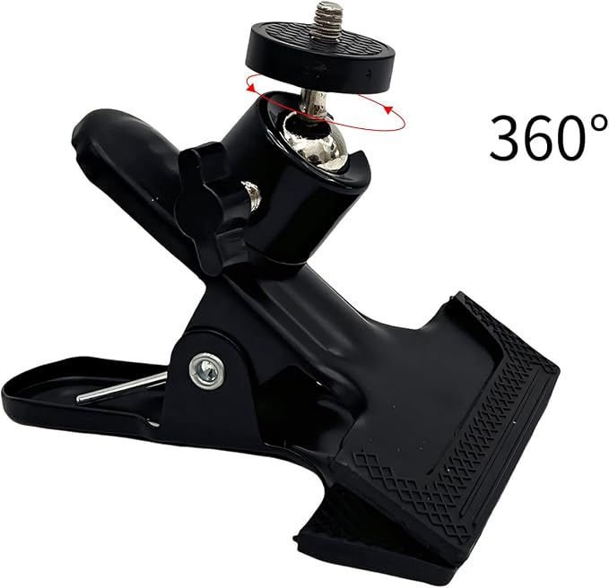 Universal Camera Clamp Mount with 360-Degree Swivel Head, 1/4 Inch Screw, Black (1 Pack) - Image 5