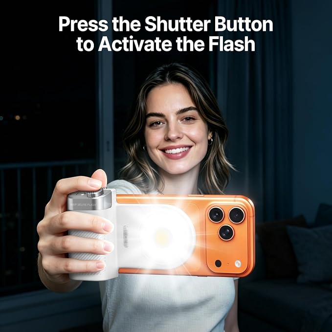 yAyusi Phone Selfie Grip with Light+Flash, Magnetic Phone Camera Grip with Detachable Shutter Remote, Adjustable LED Magnetic Selfie Light for Selfies/Photography/TikTok/Creators/Video - Image 2