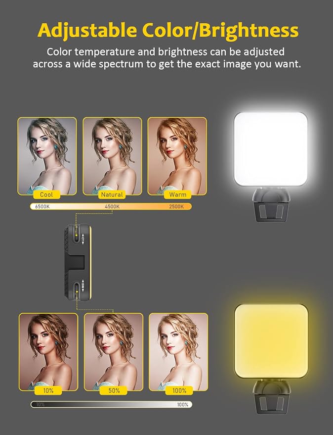 NexiGo Glow Light for Streamers, Enhanced Video Conference Lighting Kit with Webcam Style Clip, Built-in Battery, Dimmable & Rechargeable, for Streaming, Photography, Vlogging - Image 3