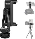 NEEWER Metal Phone Tripod Mount with Cold Shoes, 1/4" Thread, GA010 | 180° Tilt 360° Rotation, Adjustable Phone Clamp Holder, Compatible with iPhone 17 16 15 Samsung S25 S24 Ultra Camera Cage by Neewer