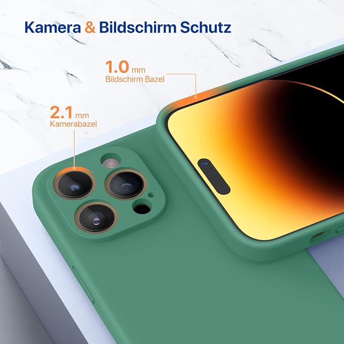 Miracase Silicone for iPhone 14 Pro Case, Acacia Green | Soft Anti-Scratch Microfiber Lining, Premium Silicone Cover Shockproof Drop Protection Phone Case for 14 Pro - Image 3