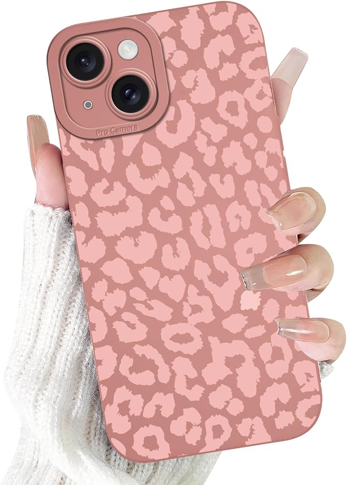 Cute Pink Cheetah Print Phone Case for iPhone 15 Plus 6.7" | Aesthetic Leopard Pattern Design Cover Full Camera Lens Protective Shockproof Soft Slim TPU Funda for Women Girls by Unknown