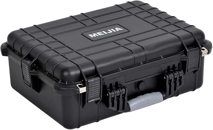 MEIJIA All Weather IP67 Waterproof Hard Camera Case,Hard Protective Case,Hard Case with Customizable Foam,Fit Use of Drones,Camera,Equipments,Pistols(Black,19.78x15.77x7.41inches) by MEIJIA