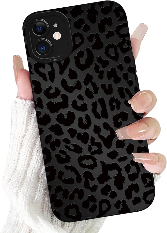 Cute Black Cheetah Print Phone Case for iPhone 11 6.1" | Aesthetic Leopard Pattern Design Cover Full Camera Lens Protective Shockproof Soft Slim TPU Funda for Men Women Girls by Unknown