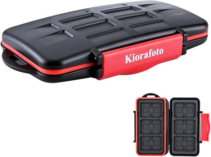 Kiorafoto 36 Slot Memory Card Holder for 18 TF + 12 SD + 6 Compact Flash | IPX5 Water-Resistant,SD SDHC SDXC Micro SD TF MSD CF Card Holder Wallet,Hard Shell with Rubber Interior & Carabiner - Image 7