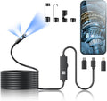 Endoscope Camera with Light,1920P HD Borescope Tools with 8 Adjustable LED Lights, Endoscope with Semi-Rigid Snake Camera, IP67 Waterproof Inspection Borescope for iOS and Android-16.4ft Dual-Lens by Kinpthy