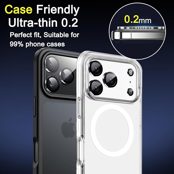 Ferilinso 6Pack Camera Lens Protector for iPhone 17 Pro Max, Tempered Glass | 9H+ Hardness, Military-Grade Shatterproof Camera Cover, Case Friendly, HD, Anti-Scratch, No Flash Glare for Night Shooting - Image 7