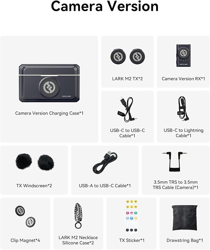 Hollyland Lark M2 Wireless Lavalier Microphone for Camera/PC/Laptop/Phones, 48KHz 24Bit, 1000ft Range, Noise Cancel, 40H Battery for Video Recording (Camera Version) - Image 9