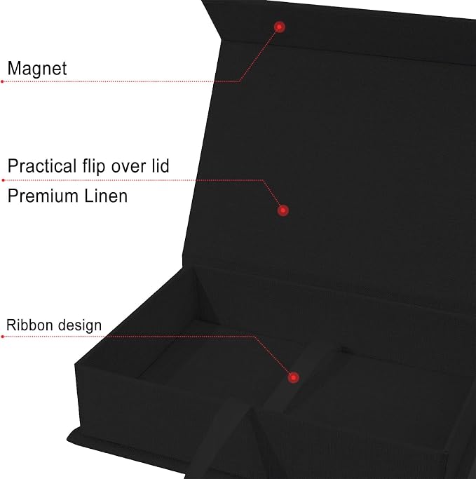 8x10" Archival Photo Storage Box with Lid – Stackable Memory Keepsake Organizer for Photos, Certificates, Jewelry & Scrapbooking Supplies, Photo Cases and Postcard Keeper Storage Container Box Black - Image 8