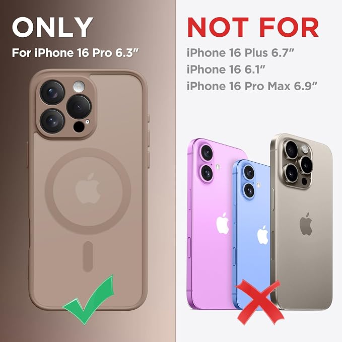 CAPRARO for iPhone 16 Pro Case, Compatible with MagSafe | Upgraded [Full Camera Protection] Protective Translucent Matte Women Girl Magnetic Phone Case Cover, Withered Brown - Image 2