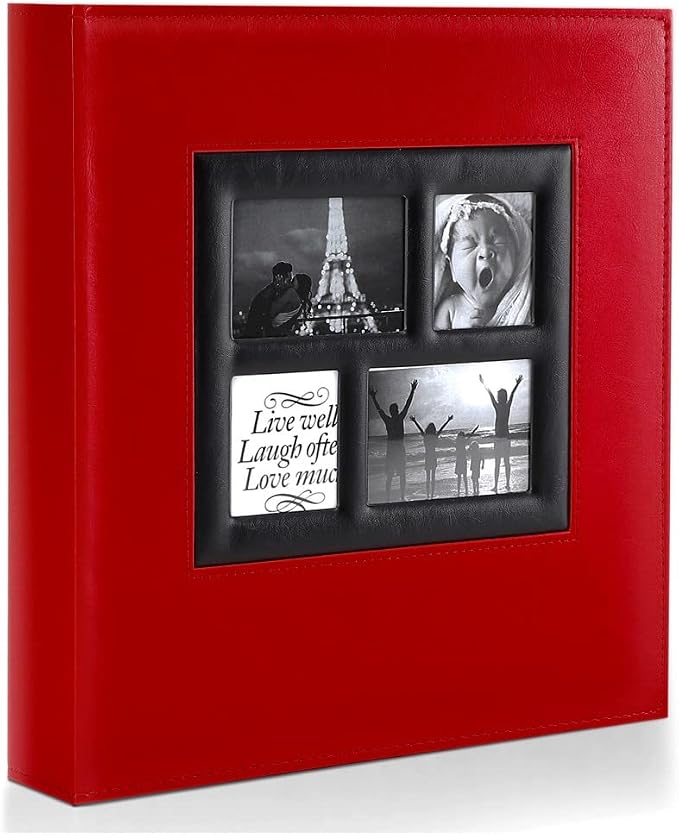 Ywlake Photo Album 4x6 500 Pockets Photos, Extra Large Capacity Family Wedding Picture Albums Holds 500 Horizontal and Vertical Photos Red by Ywlake