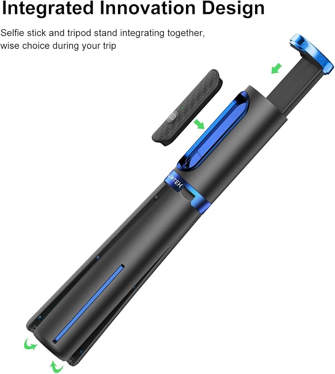 ATUMTEK Selfie Stick Tripod, 3-in-1 Extendable Aluminum Phone Tripod with Detachable Bluetooth Remote, Compatible with iPhone 17/16/15/14/13/12/11/11 Pro/XS Max/XR and Samsung Smartphones, Blue - Image 2