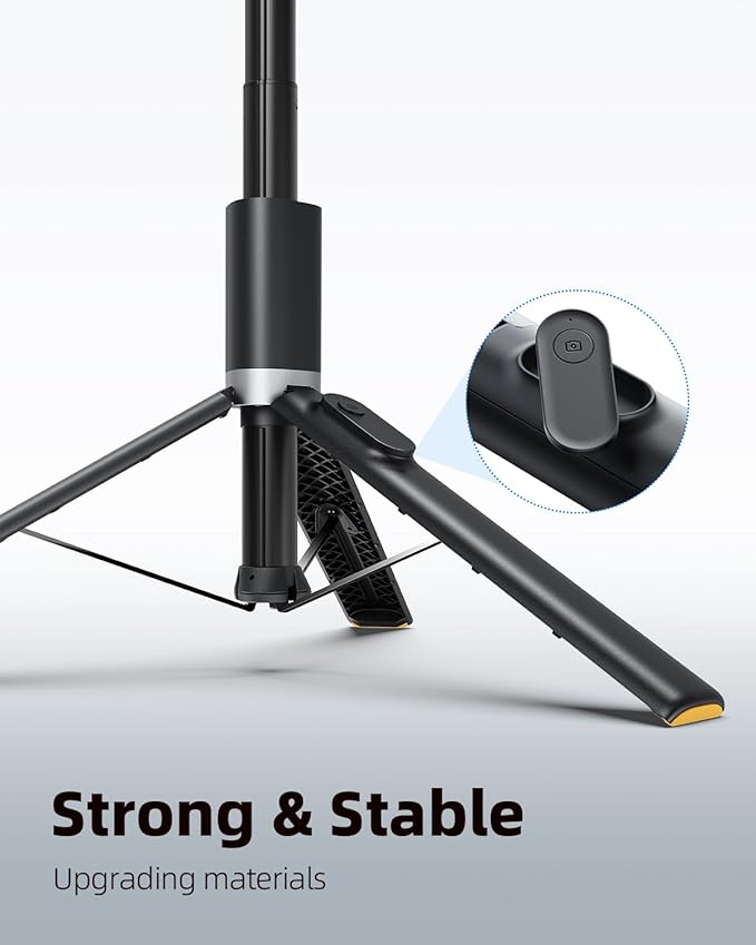 TODI 63" Cell Phone Selfie Stick Tripod, Portable Tripod for iPhone with Wireless Remote, Extendable Smartphone Stand, All-in-1, Compatible with iPhone/Android - Image 2