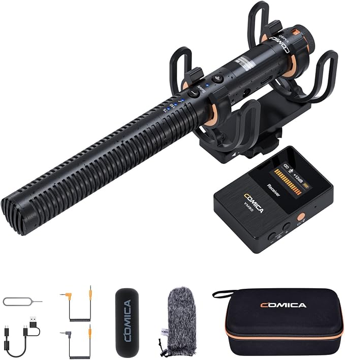 COMICA VM30 Wireless Shotgun Microphone with USB-C&3.5mm Output for Camera | Compatible with DSLR Cameras, Camcorders, PCs and Android Phones for Interviews, Podcasts and Video Creation by COMICA