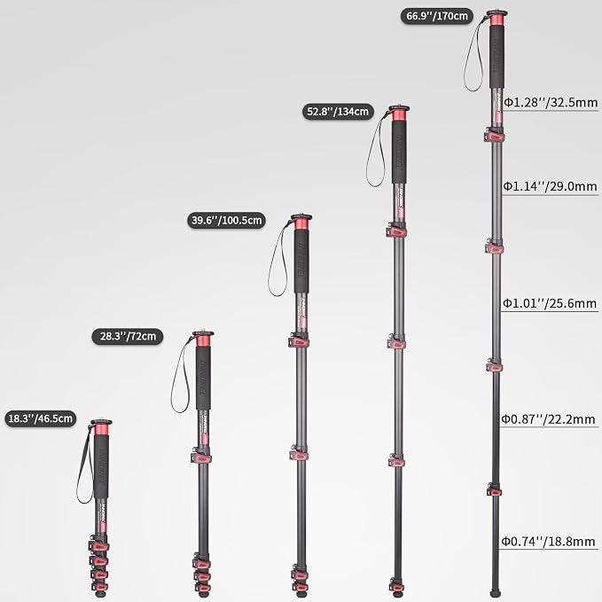 66.9in/170cm Camera Monopod INNOREL VM80A Aluminum Alloy Portable Compact Lightweight Travel Monopod with Fast Flip Lock for Canon Nikon Sony DSLR Camera Video Camcorder DV Photography Load 33lbs/15kg - Image 7