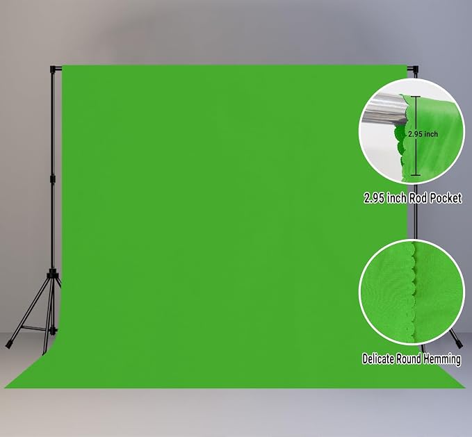 Green Screen Backdrop for Photoshoot, Fabric 10x10ft | Polyester Studio Photo Backgrounds, Non Reflective, Easy to Hang, for Portrait Photography, Live Streaming, Video Creation - Image 2